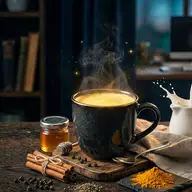 Taza de leche dorada